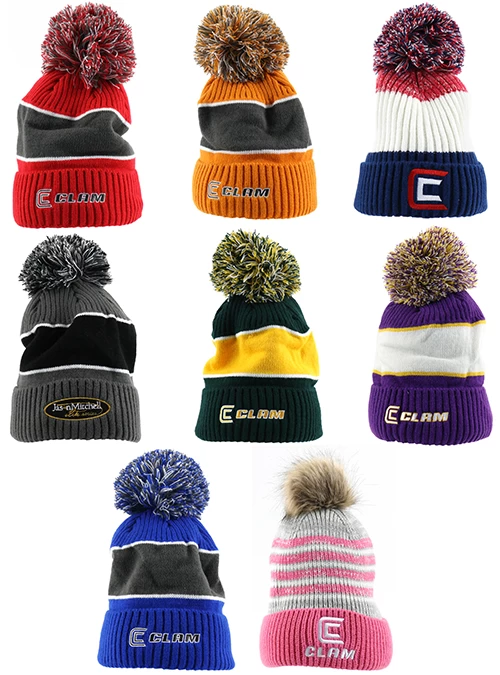 Clam Pom Hats 3 Clam Pom Hats